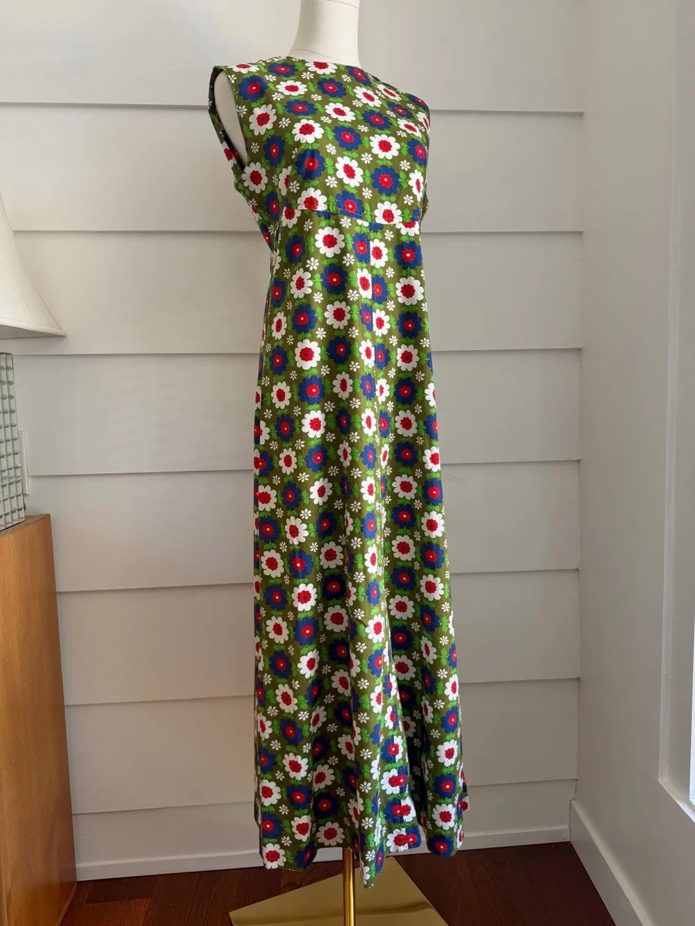 Vintage 70s Floral Print Maxi Dress Flower Power Boho Hippie - Picture 5 of 8